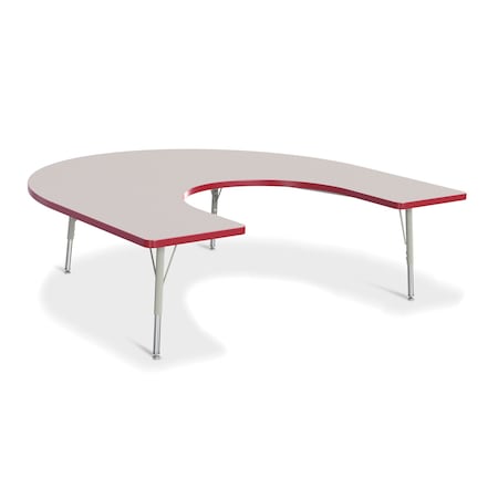 Jonti-Craft Berries Horseshoe Activity Table, 66 in. x 60 in., E-height, Freckled Gray/Red/Gray 6445JCE008